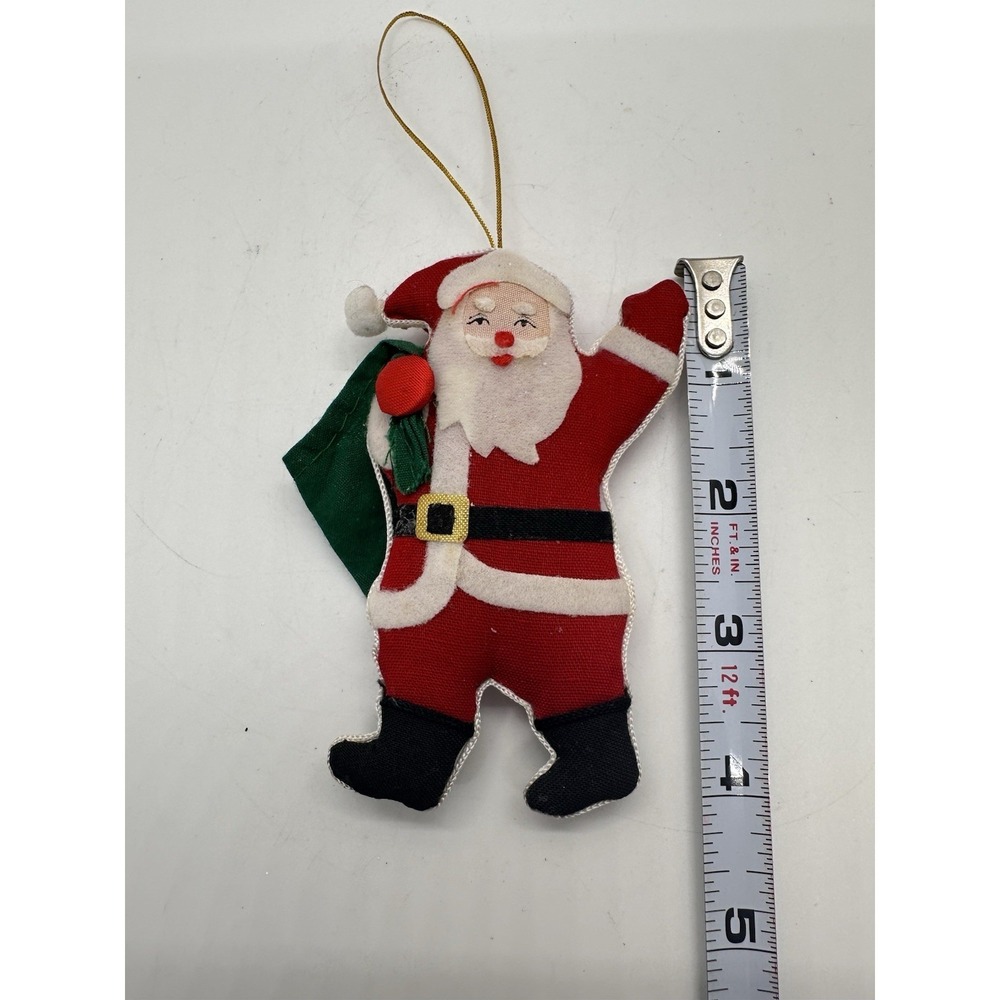 Lot of 2 Vintage JCPenney Santa Christmas Ornaments Fabric 1992